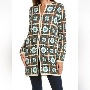 Tyler Böe Blocked Crochet Cardigan Size XL Knit Long Sleeve B6
